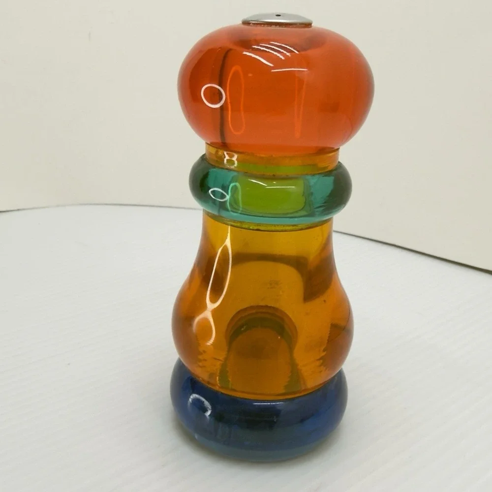 Vintage 1980s Olde Thompson Sunset Fiesta Lucite Salt & Pepper Mill Set MCM, USA